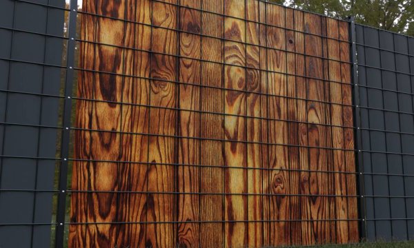 Sichtschutzzaun Holzwand Planken rustikal braun zaunblick
